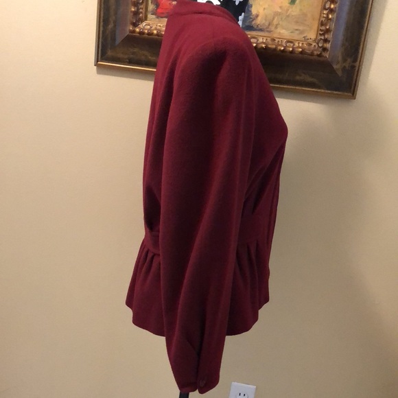 ❤️RARE Salvatore Ferragamo Firenze Vintage Peplum burgundy wool cashmere jacket - Picture 5 of 12